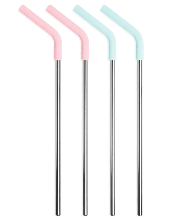 Stainless Steel Reusable Straws with Silicone Tips